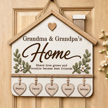 Personalized Grandma and Grandpa Wooden Sign, Where Love Grows Family Keepsake, Creative Gift for Grandparents