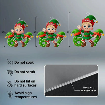 Personalized Christmas Elf Acrylic Ornament for Kids – Cute 6 7 Design, Festive Decor & Unique Holiday Gift