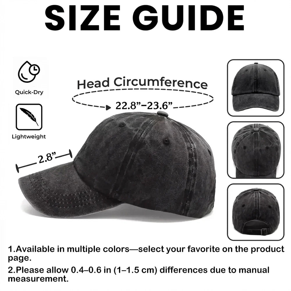 Personalized Grandpa Washed Denim Baseball Cap, Vintage Custom Unique Gift for Grandpa
