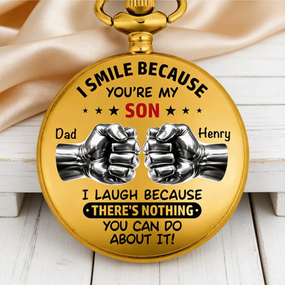 To My Son Pocket Watch, Personalized Message Keepsake, Timeless Gift From Dad for Retirement or Anniversary