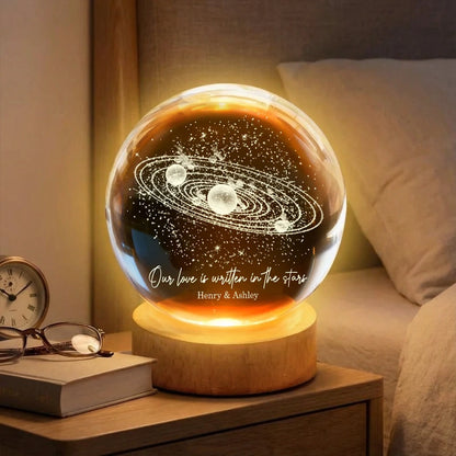 Personalized Globe Lamp with Starry Orbit Design Romantic Night Light Unique Gift for Couple