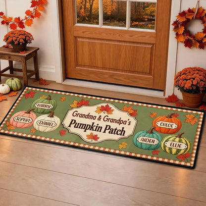 Grandma & Grandpa's Pumpkin Patch Standard Doormat, Personalized Creative Gift for a Warm Fall Entryway
