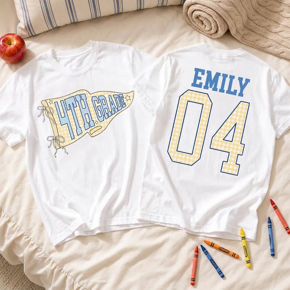 Classic Tee for Teachers, Personalized Grade Level Front & Back Design, Creative Back to School Gift