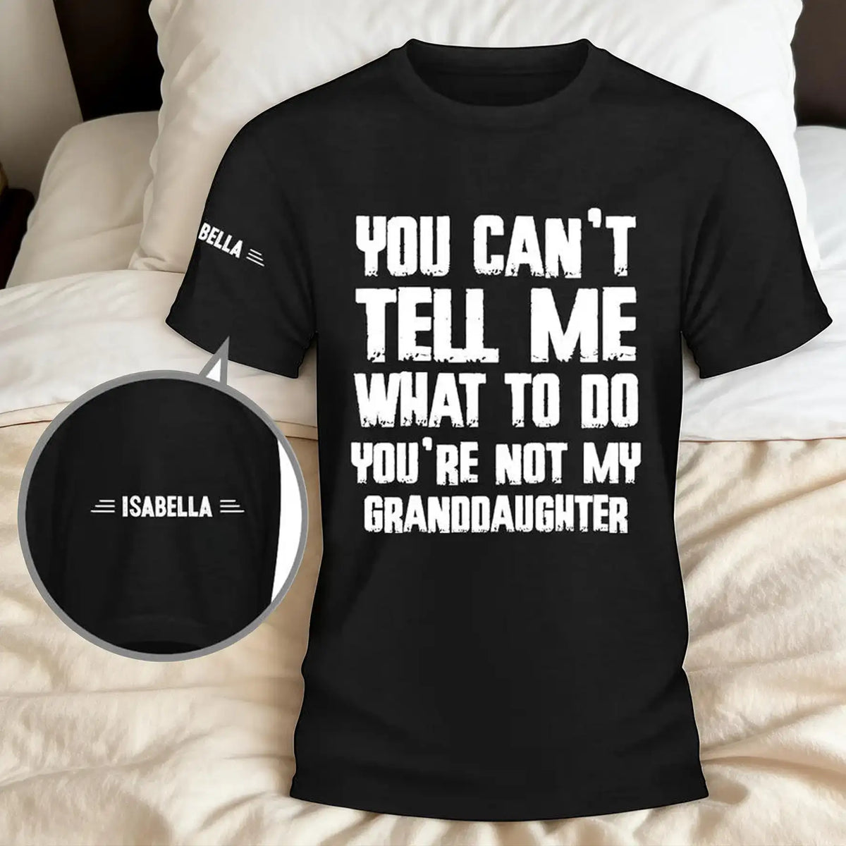 Personalized Dual Print Classic Tee, Bold Granddaughter Quote Shirt, Unique Creative Gift for Grandparents