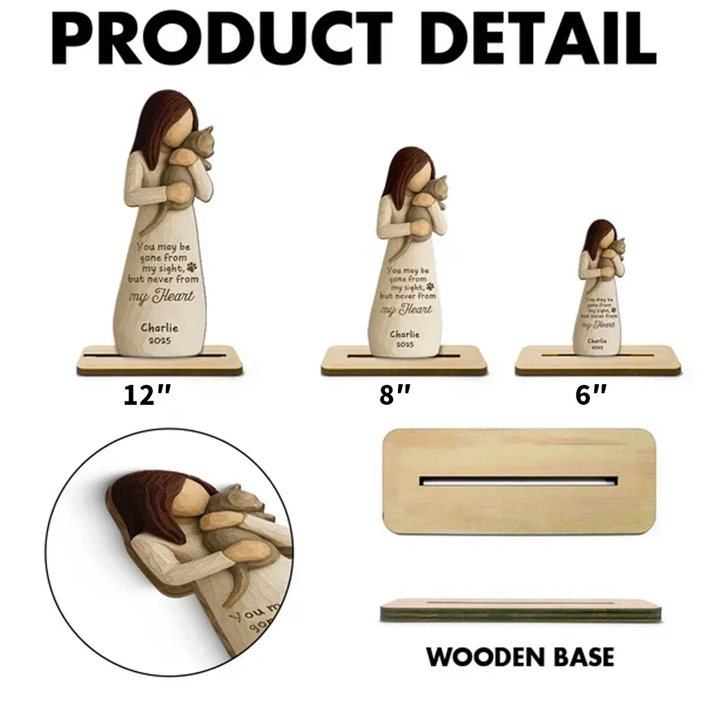 Personalized Until We Meet Again 2-Layer Wooden Plaque, Woman Holding Cat Memorial, Creative Sympathy Gift