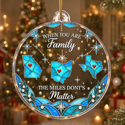 Personalized Acrylic Ornament with Connected State Maps, Unique Christmas Gift for Long-Distance Family