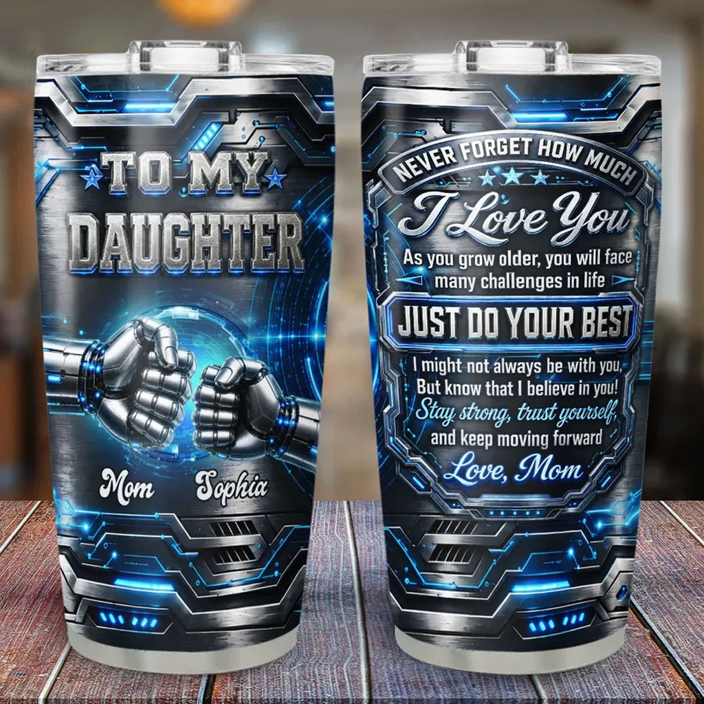 Insulated Travel Tumbler for Son, Stay Strong Trust Yourself Design, Creative Gift with Blue Tech Style