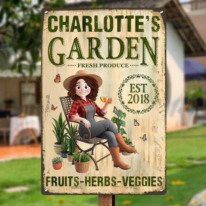 Personalized Rectangular Iron Sign for Garden Herbs & Veggies, Unique Gift for Plant Lovers