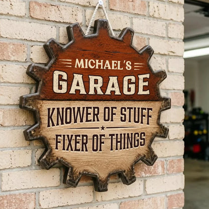 Rustic Gear Wooden Sign, Personalized Garage Decor with Fixer Quote, Creative Gift for Husband