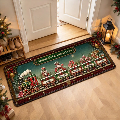 Personalized Premium Doormat, Vintage Christmas Train Entryway Decor, Unique Gift for Grandma