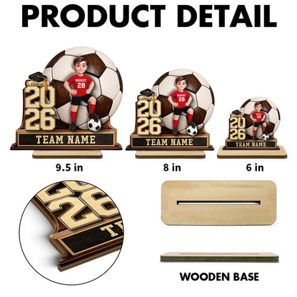 Personalized Soccer Graduation 2-Layer Wooden Plaque for Son or Daughter, Field-Ready Keepsake, Unique Gift