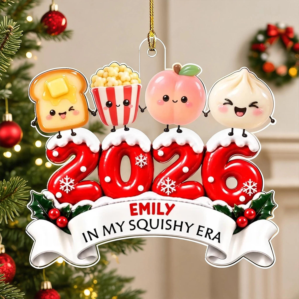 Personalized Acrylic Ornament, Colorful Squishy Characters Holding Hands, Unique Christmas Gift for Kids