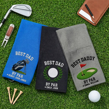 Personalized Golf Towel for Dad, Embroidered Golf Design, Unique Creative Gift for Course Days