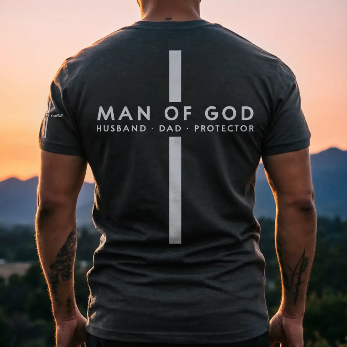 Personalized Dual Print Classic Tee, Man Of God Back View, Creative Gift For Husband & Dad