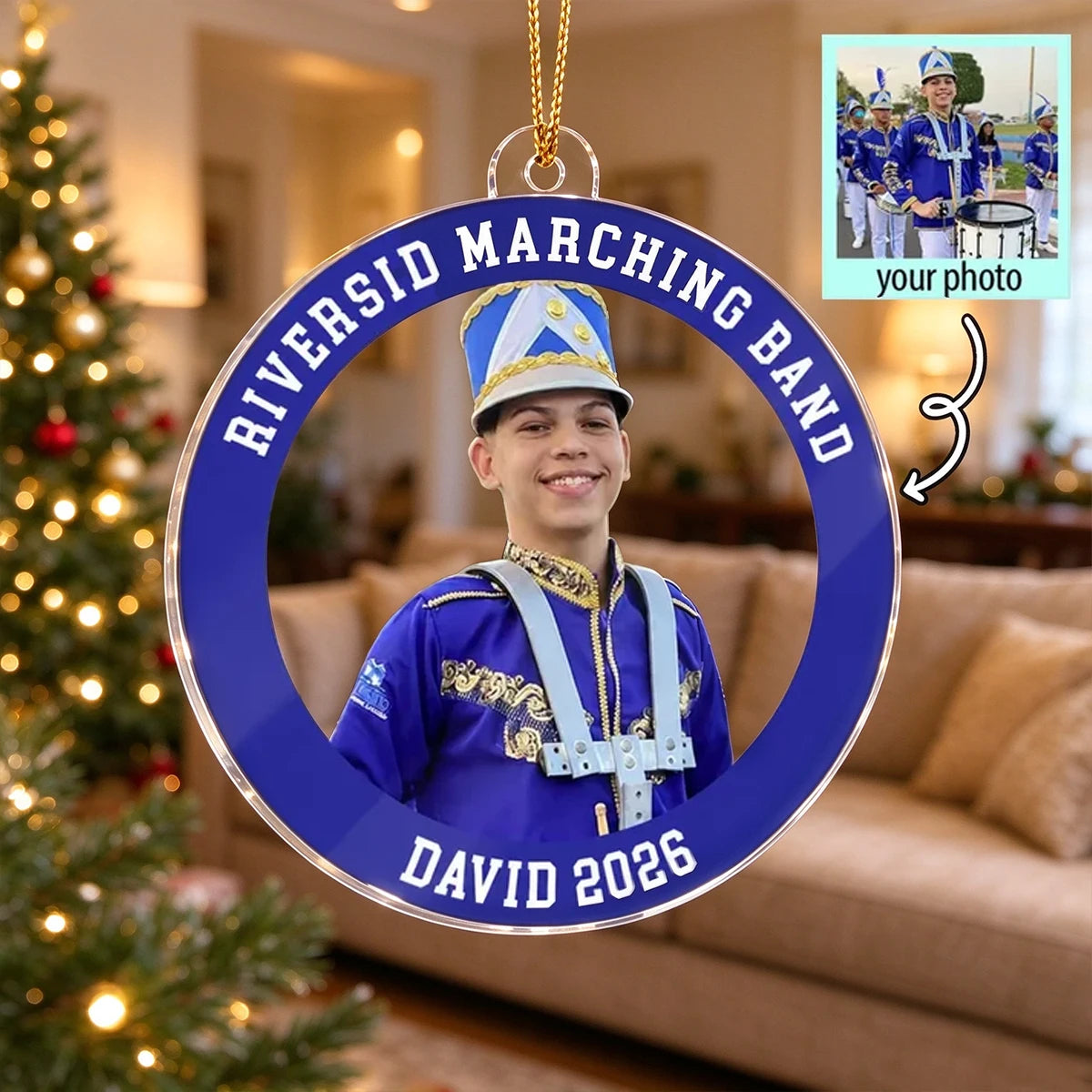 Personalized Marching Band Acrylic Ornament, Custom Photo Keepsake on a Christmas Tree, Unique Gift for Students
