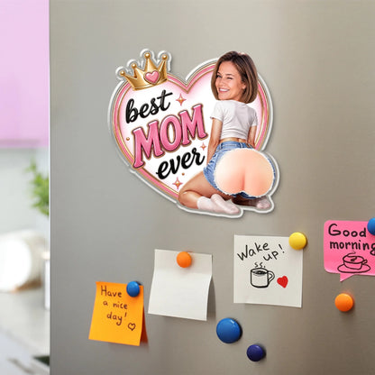 Silicone Butt Acrylic Magnet with Heart and Crown, Personalized Creative Gift Celebrating Mom