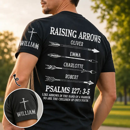 Personalized Dual Print Classic Tee with Faith Quote & Arrows, Creative Gift for Proud Dad