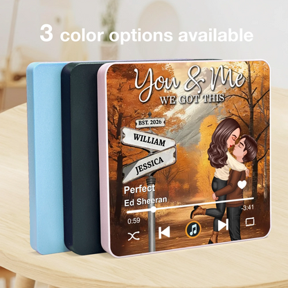 You & Me We Got This Acrylic Music Magnet Romantic Fall Kissing Couple Fridge Decoration Personalized Gift