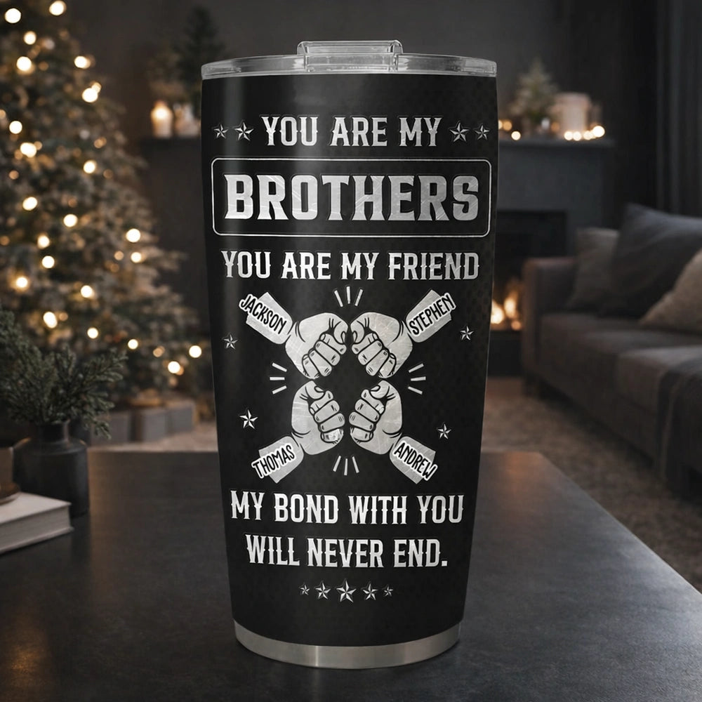 Personalized Insulated Travel Tumbler Brothers Quote Fist Bump Design Unique Gift For Brother Friendship Keepsake