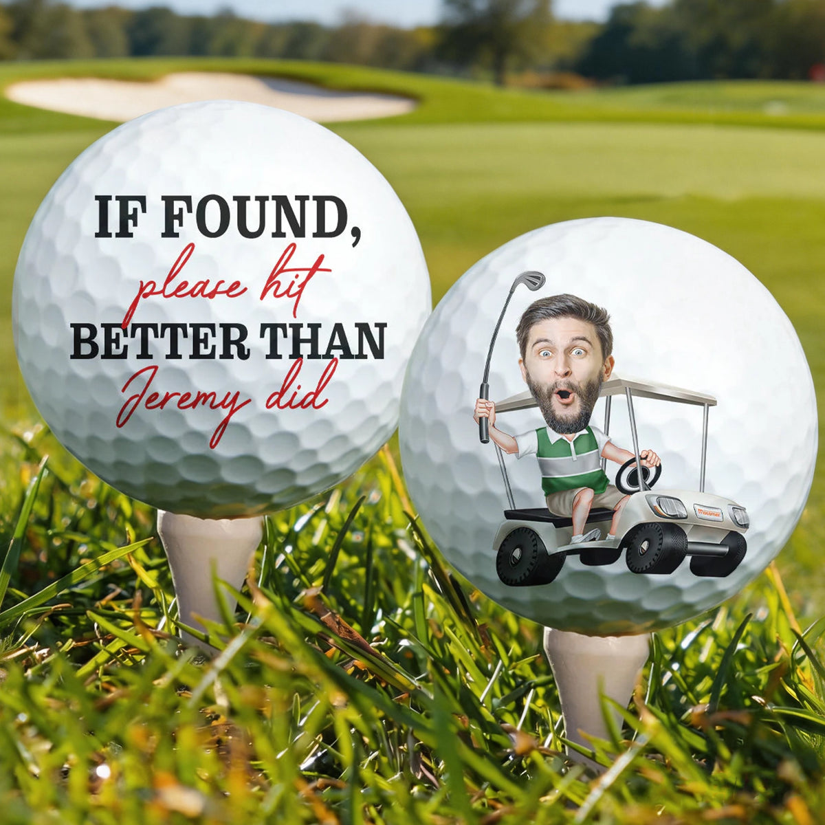Personalized Funny Golf Ball with Photo Cartoon, If Found Please Hit Better Quote, Unique Gift for Golfers