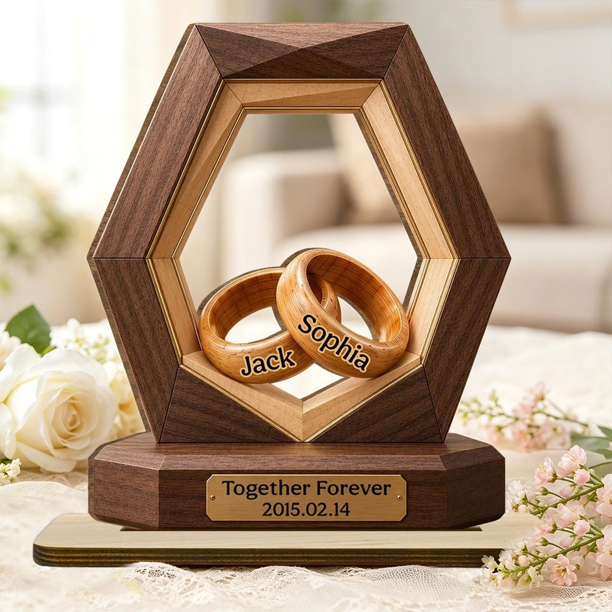Together Forever 2-Layer Wooden Plaque, Creative Romantic Gift for a Couple's Home Display