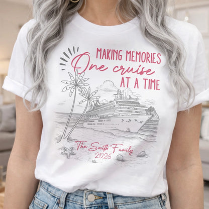 Personalized Cruise Memory Classic Tee with Ocean Liner Sketch for Travel Lovers - Unique Family Vacation Gift