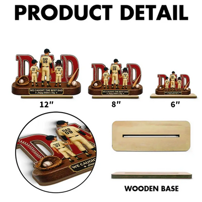 Personalized 2-Layer Wooden Plaque for Dad, Baseball All-Star Family Unique Gift with Kids Holding Hands