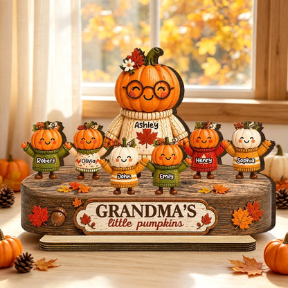Personalized 2-Layer Wooden Plaque, Grandma's Little Pumpkins Fall Decor, Unique Gift for Grandma