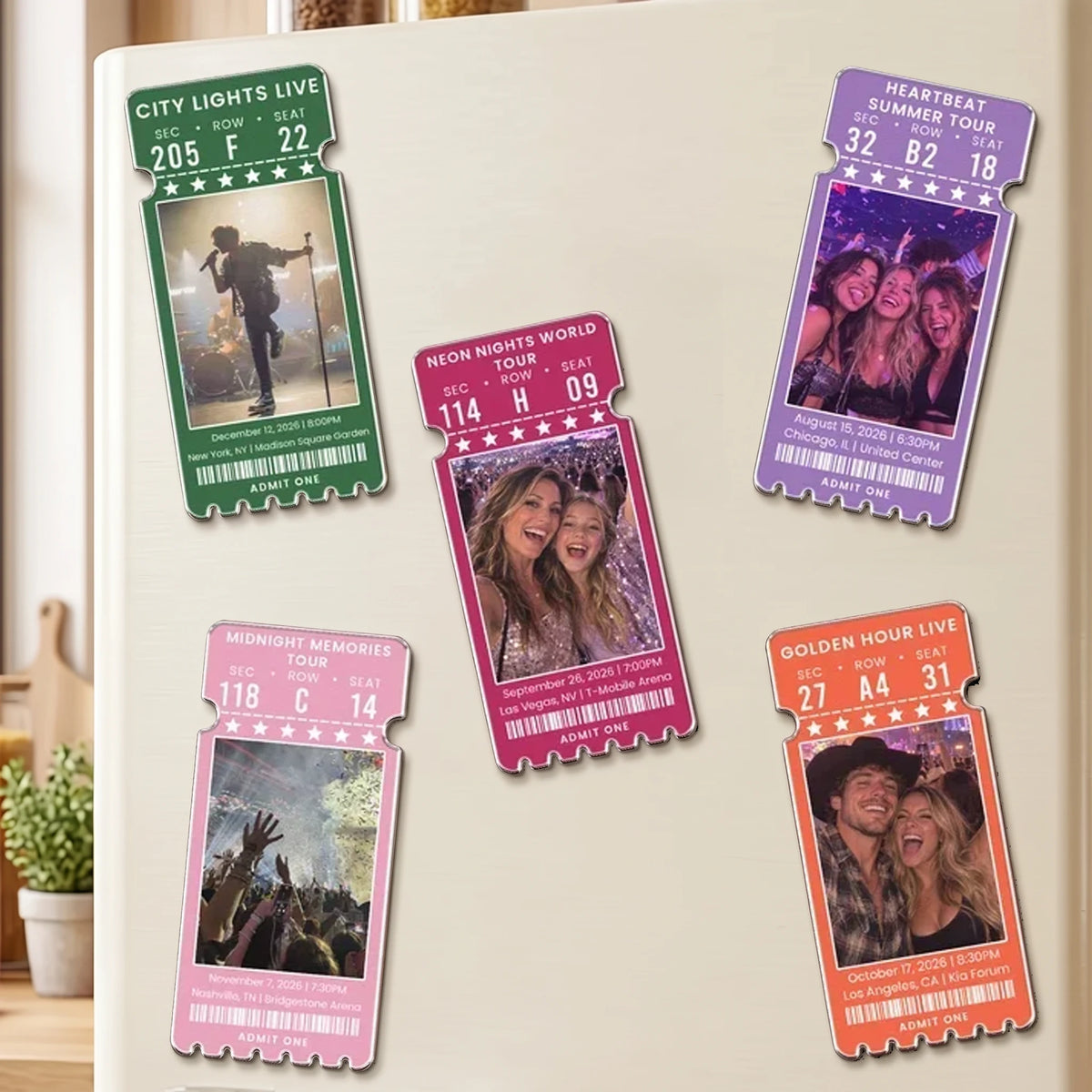 Personalized Acrylic Magnet, Colorful Concert Ticket With Cheering Fans, Unique Creative Gift for Music Lovers