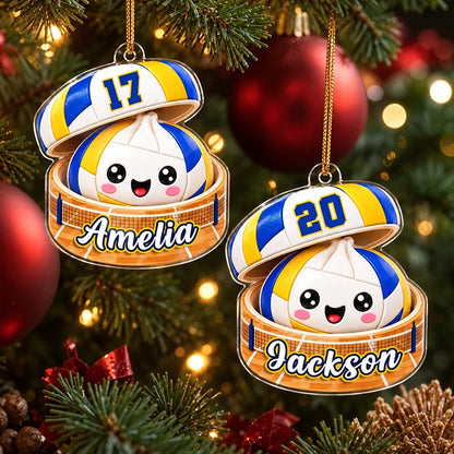 Personalized Acrylic Ornament, Cheerful Volleyball Dumpling Hanging on a Lit Tree, Creative Gift for Daughter or Son