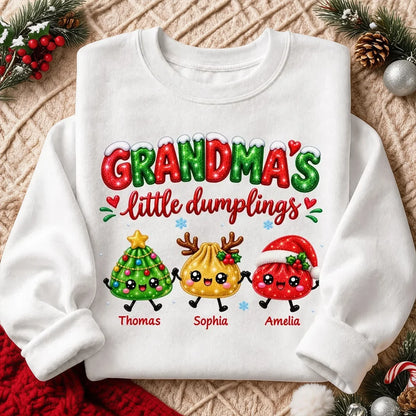 Personalized Classic Tee, Grandma's Little Dumplings Holding Hands, Unique Christmas Gift for Grandma
