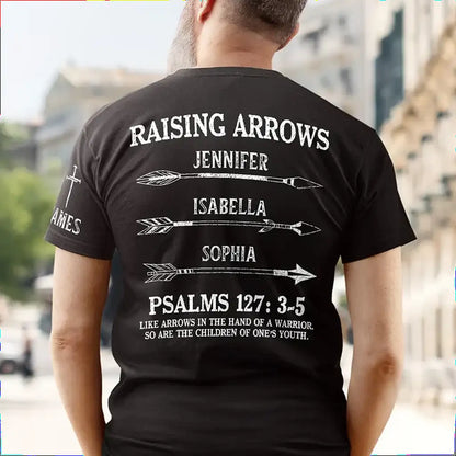 Personalized Dual Print Classic Tee with Faith Quote & Arrows, Creative Gift for Proud Dad
