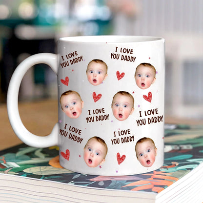 I Love You Daddy White Ceramic Mug, Cute Custom Keepsake for Dad's Morning Coffee, Unique Dad Gift