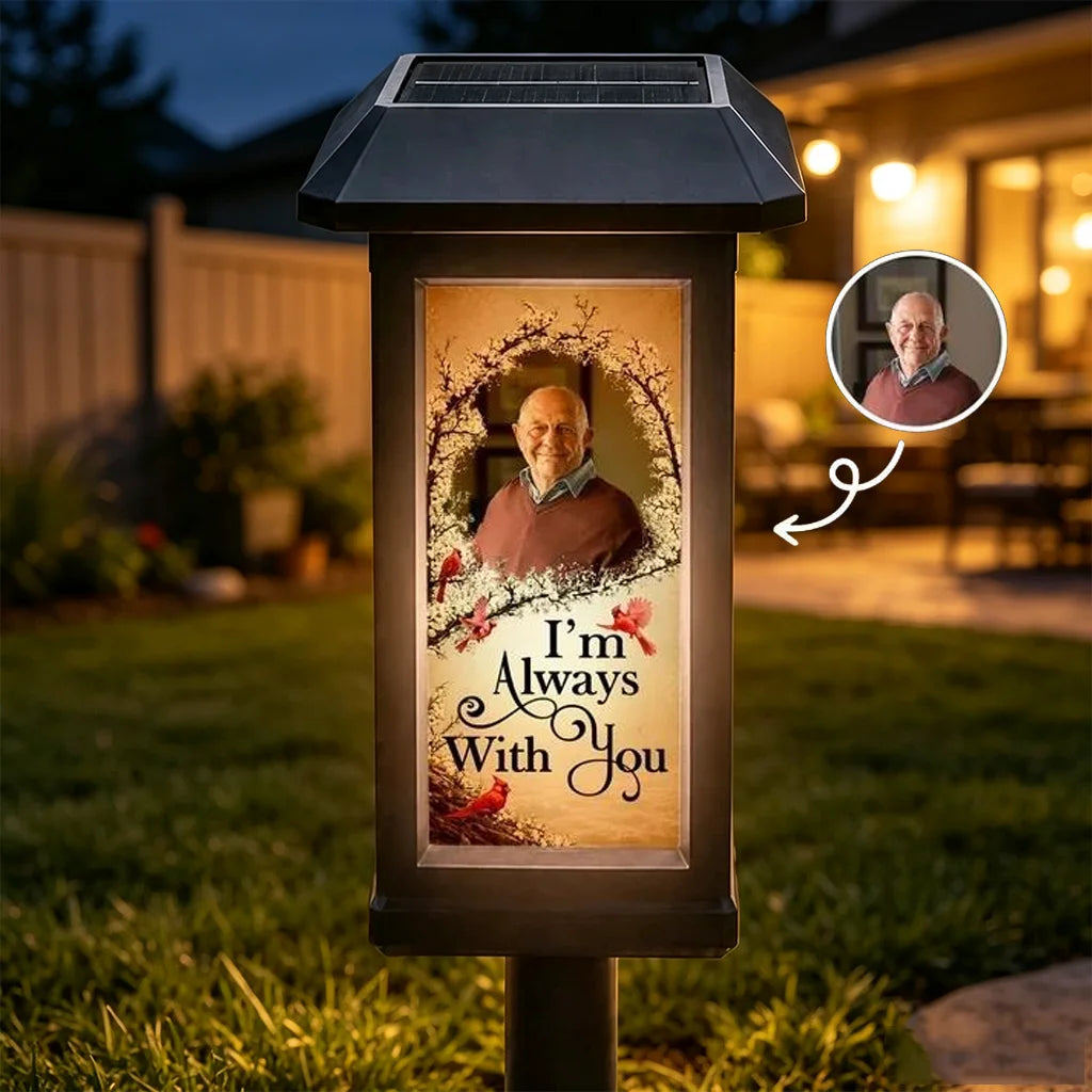 Personalized Solar Garden Stake Light, Always With You Cardinal Memorial, Unique Gift for Family