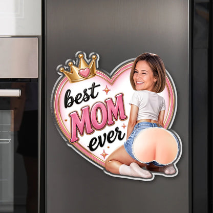 Silicone Butt Acrylic Magnet with Heart and Crown, Personalized Creative Gift Celebrating Mom