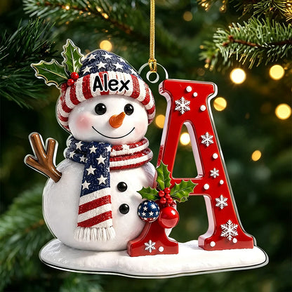 Personalized Acrylic Ornament, Cheerful Snowman on a Christmas Tree, Creative Keepsake Gift for Kids & Family