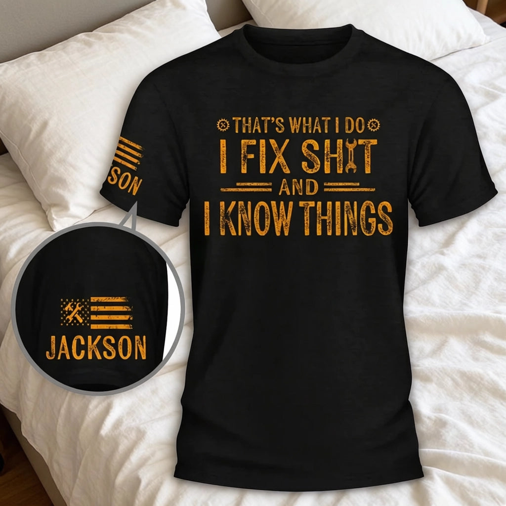Personalized Dual Print Classic Tee, Custom Fix It Humor Shirt, Unique Creative Gift for Dad or Husband