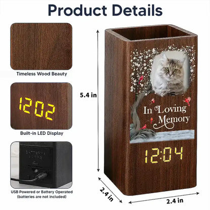 Personalized Wooden Pen Holder Clock With Senior Portrait, I'm Always With You, Creative Gift for Family