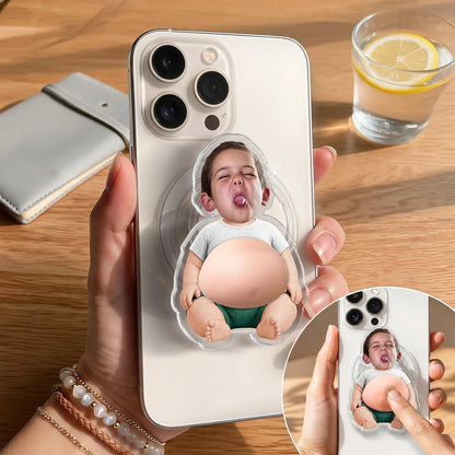 Silicone Belly MagSafe Phone Grip, Personalized Cute Kid Keepsake, Creative Gift for Mom or Dad