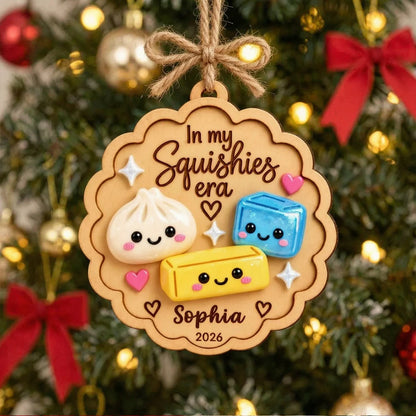 Personalized Wooden Ornament, Cute Squishy Characters for Christmas Tree, Unique Gift for Kids