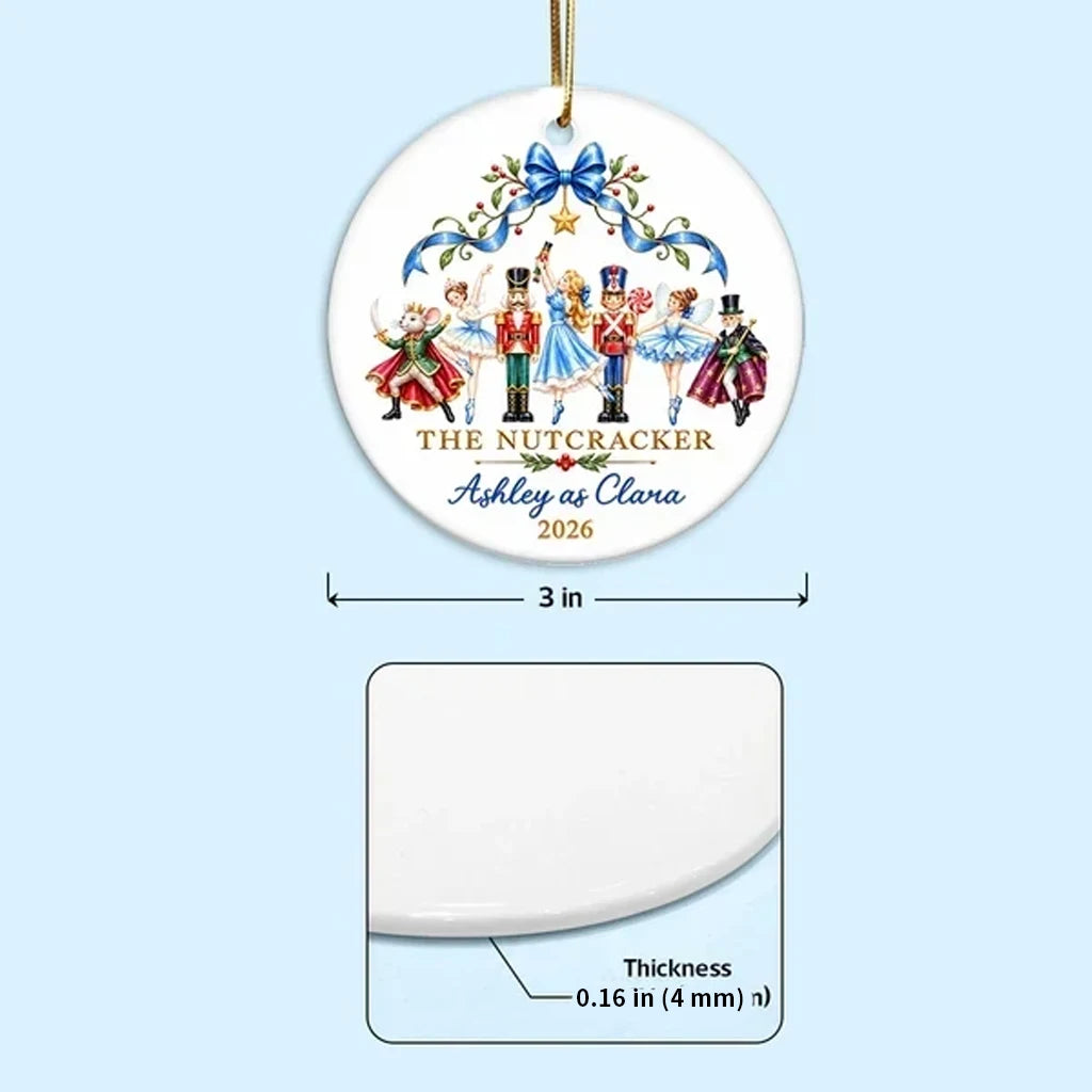 Personalized Ceramic Ornament with Dancing Ballerinas and Nutcracker Cast, Unique Gift for Ballet Dancers