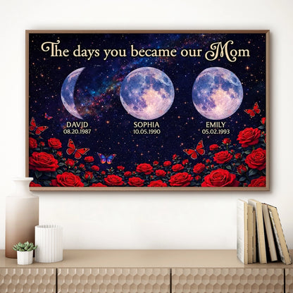 Personalized Moon Phase Rose Night Sky Poster for Mom - Custom Keepsake Wall Art, Unique Gift