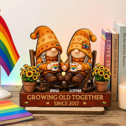 LGBT Wooden Plaque, Growing Old Together Couple Design, Personalized Unique Creative Gift for Home