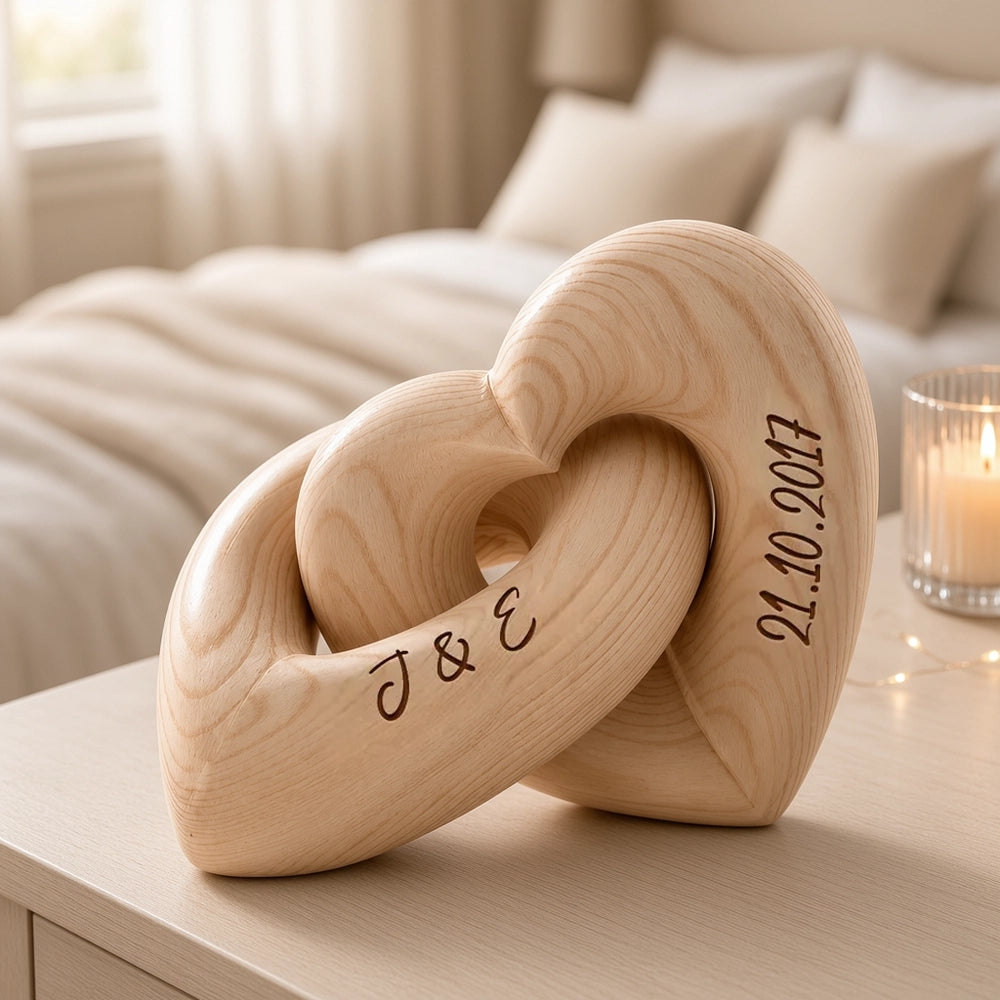 Personalized Engraved Infinity Heart Sculpture, Candlelit Table Decor, Unique Gift for Couple