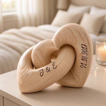 Personalized Engraved Infinity Heart Sculpture, Candlelit Table Decor, Unique Gift for Couple