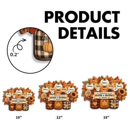 Personalized Wooden Sign with Fall Pumpkins for Porch Decor, Unique Gift for Grandma and Grandpa
