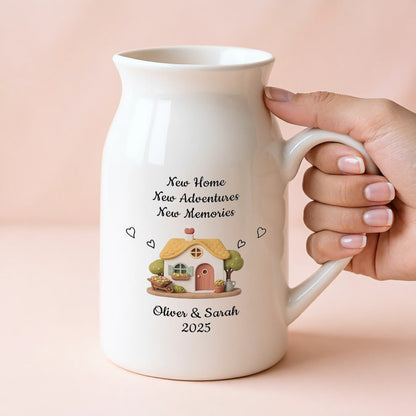 Personalized Handled Vase with Cottage Hearts Design, Creative Gift for Couples Starting a New Home