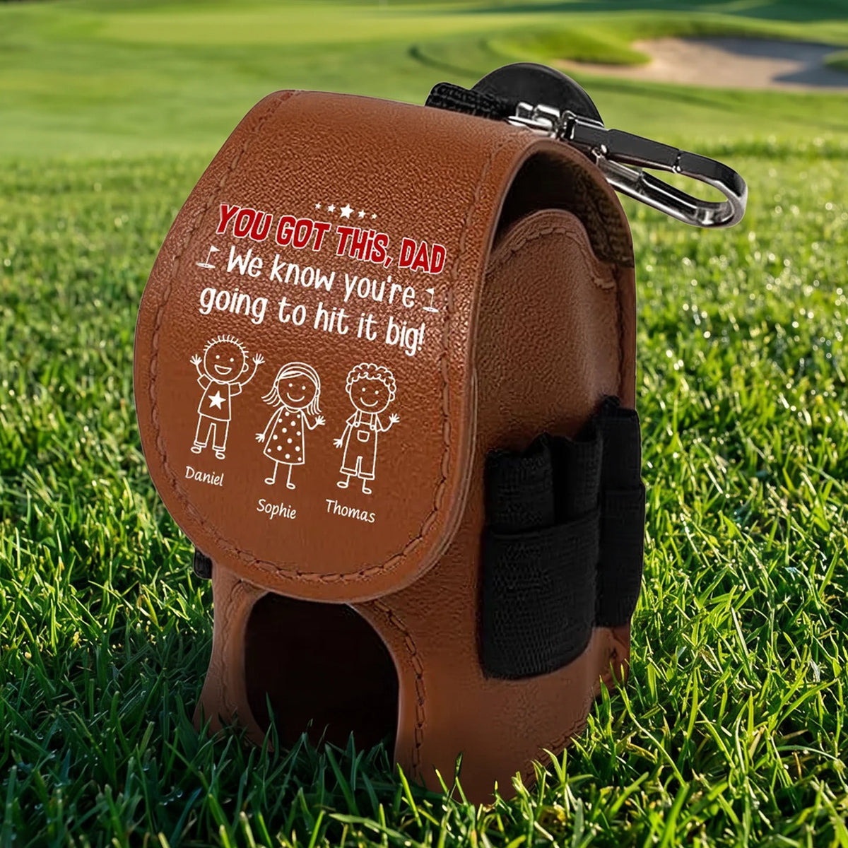 You Got This, Dad, Leather Golf Ball Holder, Creative Custom Golf Gift for Dad from Kids on the Course