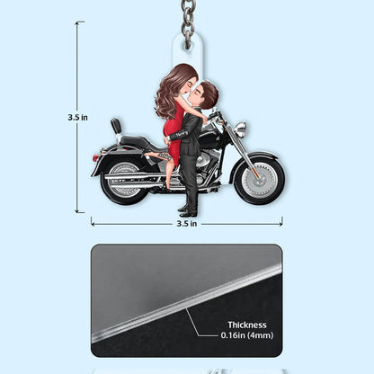 Personalized Couple Kissing Motorcycle Acrylic Keychain, Cute Biker Accessory, Unique Gift for Him or Her