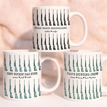 Personalized Hunting Dad Mug with Rifle Pattern, Unique Gift for Dad's Morning Coffee